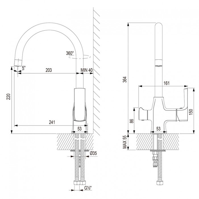 Смеситель для кухни Lemark Ursus LM7261BL с подключением к фильтру, черный матовый