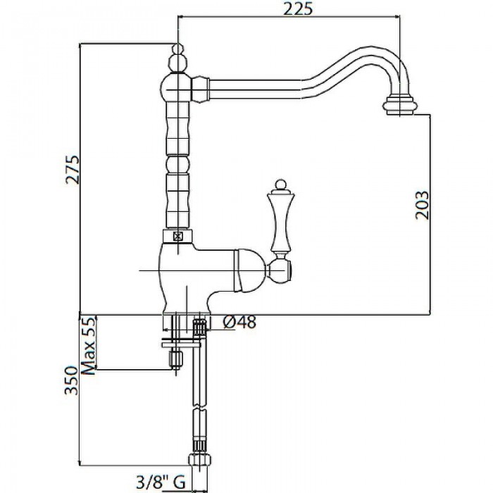 Смеситель для кухни Cezares Margot MARGOT-LLM2-03/24-N с черной ручкой, золото