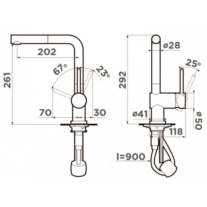 Смеситель для кухни Omoikiri Akashi-S OAK-CR-35-S с выдвижным изливом, хром