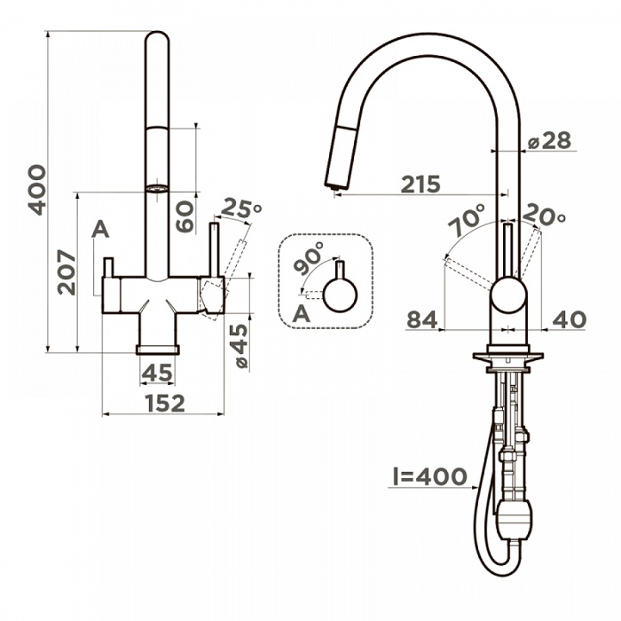 Смеситель для кухни Omoikiri Akita-S-C 4994330 с поключением к фильтру, хром