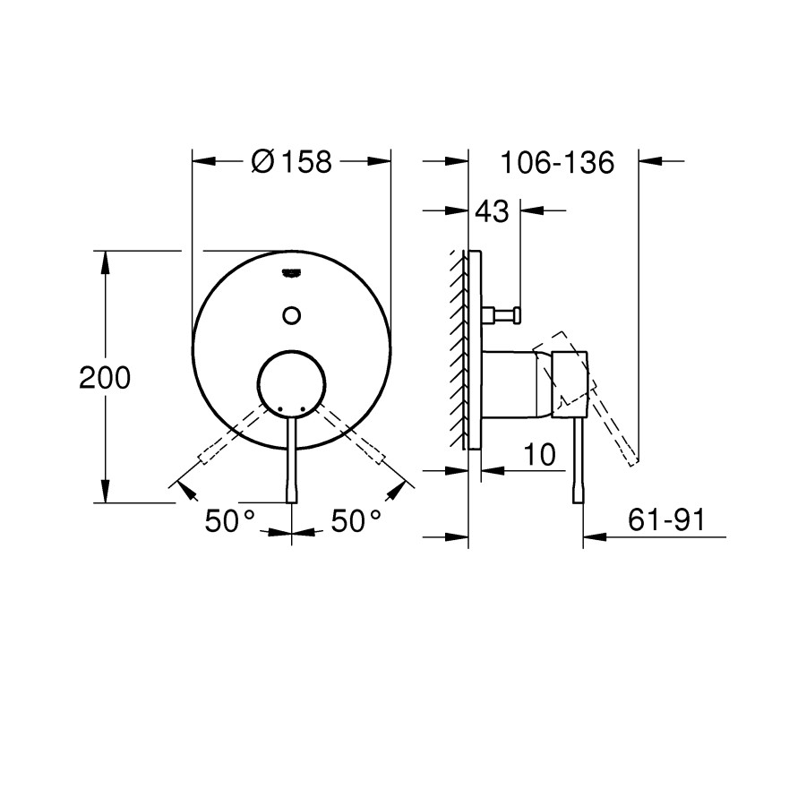 Смеситель для ванны Grohe Essence 24058DA1 теплый закат глянец