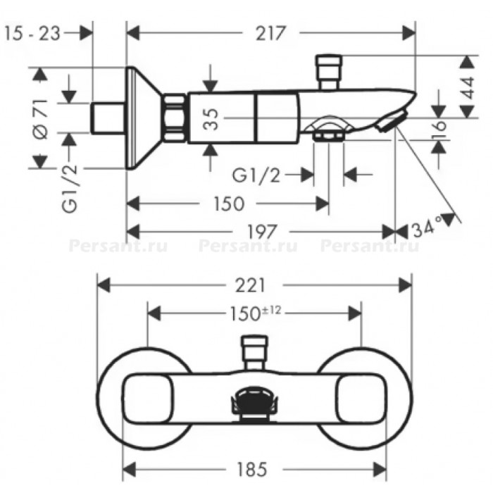 Смеситель для ванны Hansgrohe Logis 71243000 хром