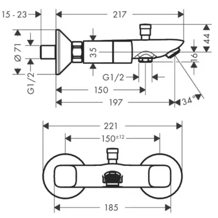 Смеситель для ванны Hansgrohe LOGIS 71243000