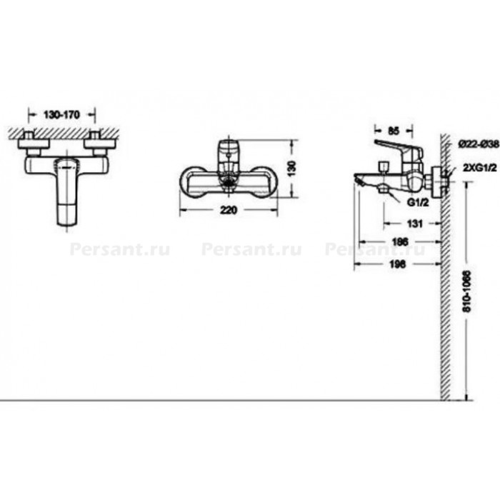 Смеситель для ванны Bravat REAL F6121179CP-01 хром