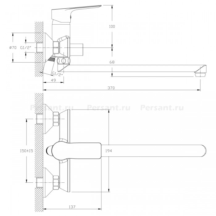 Смеситель для ванны Rossinka RS27 RS27-33 хром