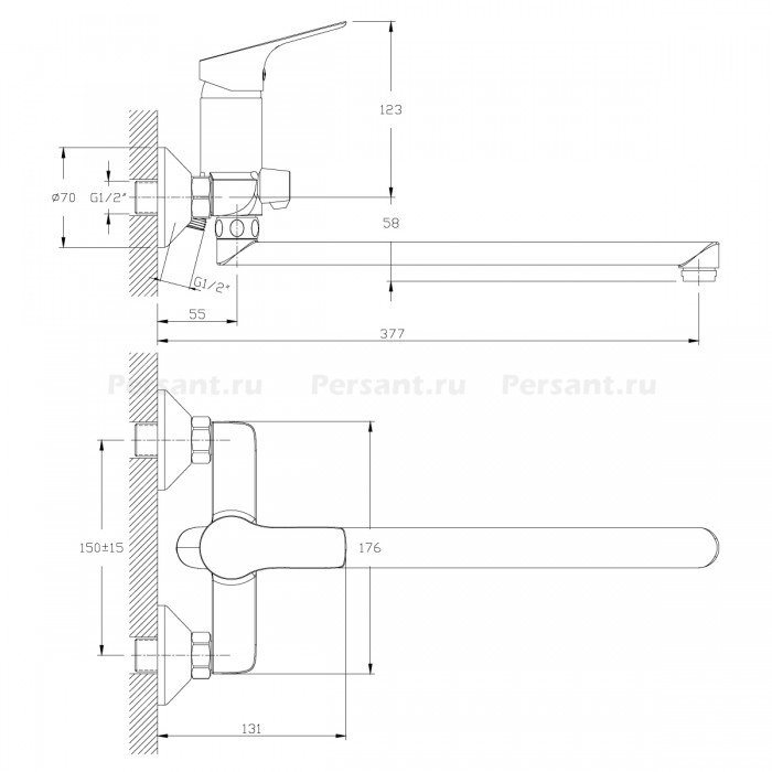 Смеситель для ванны Rossinka RS29 RS29-33 хром