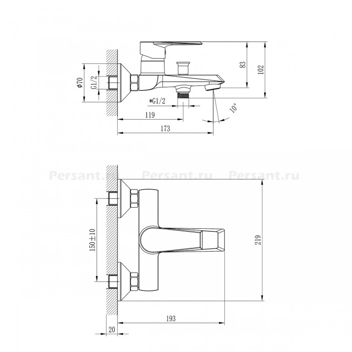 Смеситель для ванны Rossinka RS28 RS28-31 хром