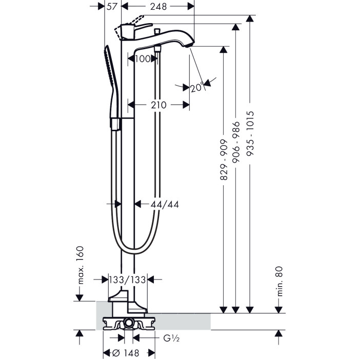 Смеситель для ванны Hansgrohe METROPOL CLASSIC 31445090