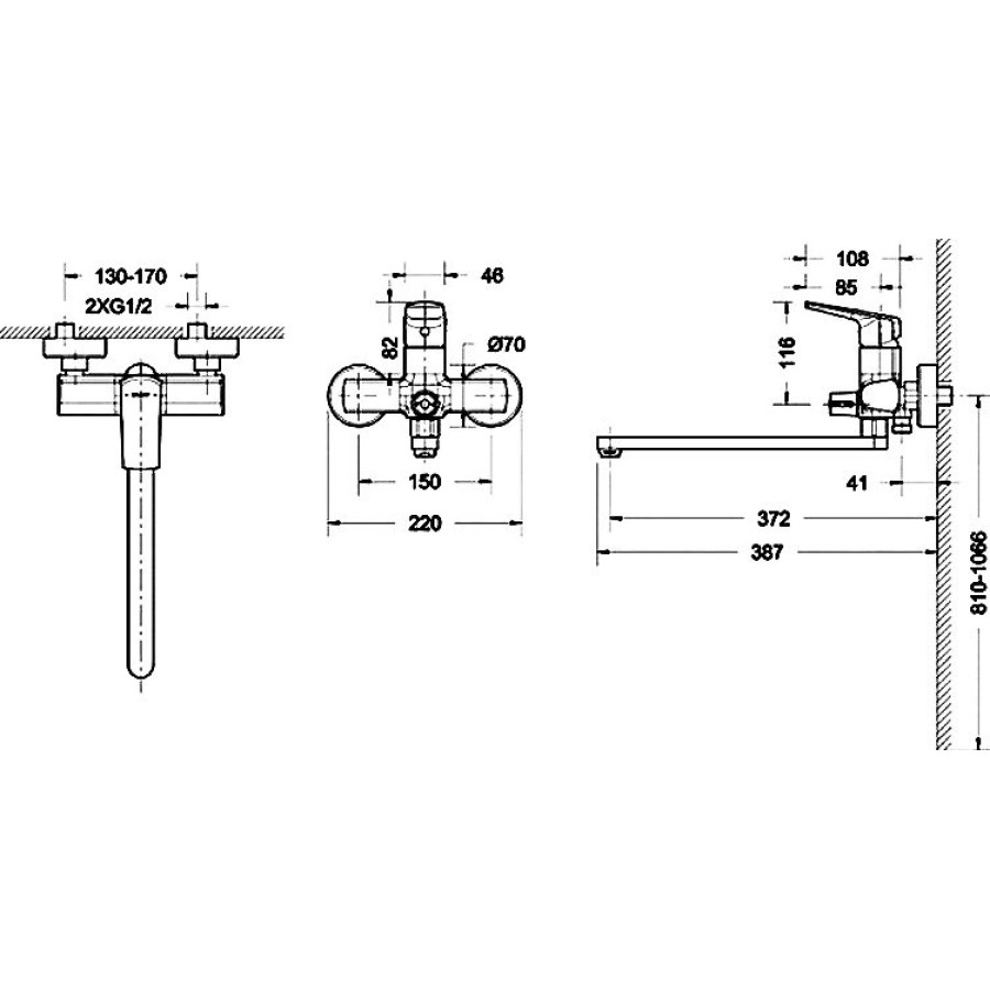 Смеситель для ванны Bravat Real F6121179CP-01L