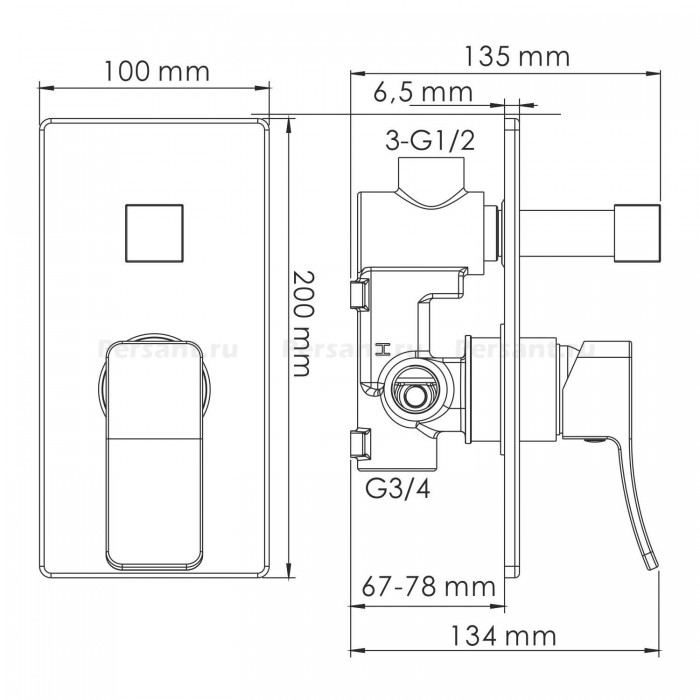 Смеситель для ванны WasserKraft Aller 10641WHITE встраиваемый, белый/хром