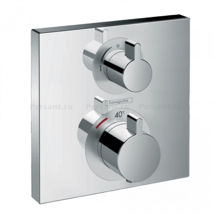 Смеситель для душа Hansgrohe Ecostat Square 15714000 с термостатом, на потока, хром