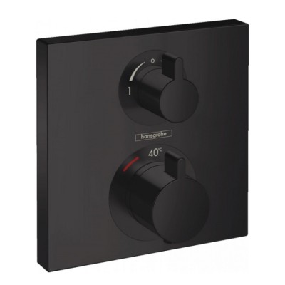 Смеситель для душа Ecostat Square 15714670 с термостатом, на 2 потока, черный матовый