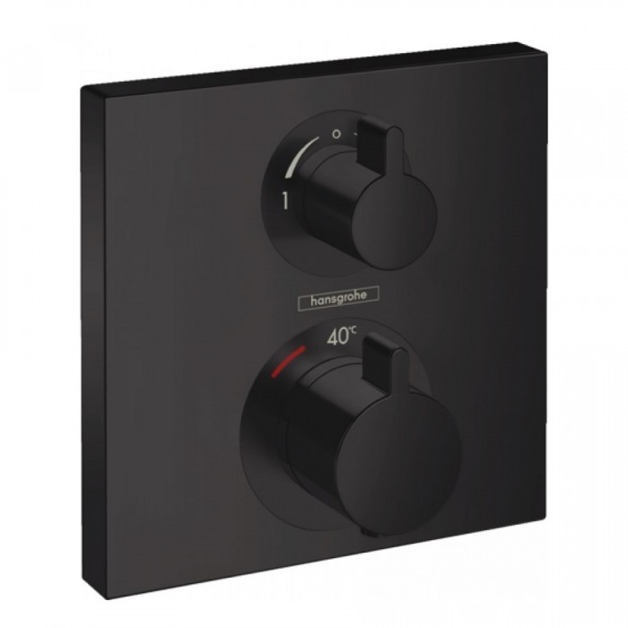 Смеситель для душа Ecostat Square 15714670 с термостатом, на 2 потока, черный матовый