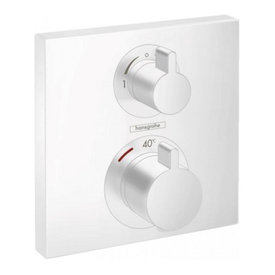 Смеситель для душа Ecostat Square 15714700 с термостатом, на 2 потока, белый матовый