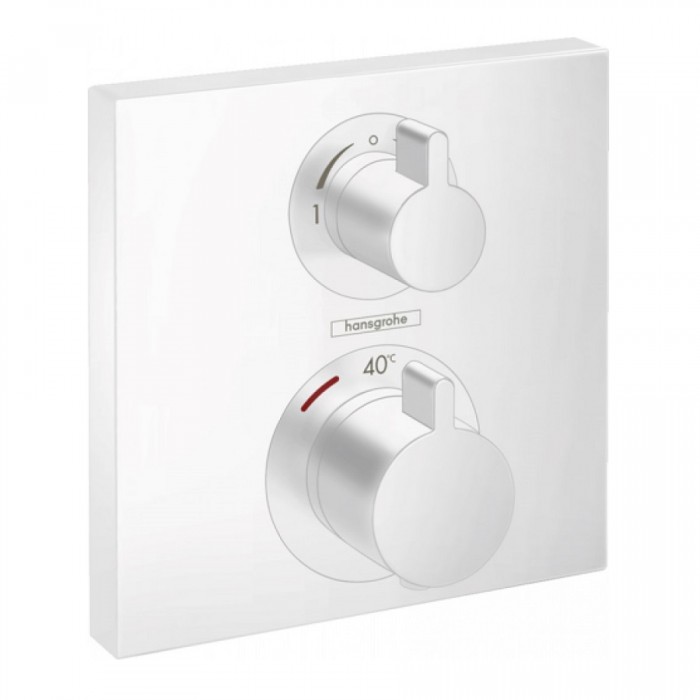 Смеситель для душа Ecostat Square 15714700 с термостатом, на 2 потока, белый матовый