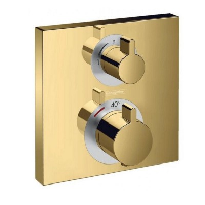 Смеситель для душа Ecostat Square 15714990  с термостатом, на 2 потока, полированное золото