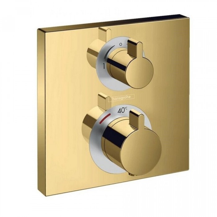 Смеситель для душа Ecostat Square 15714990  с термостатом, на 2 потока, полированное золото