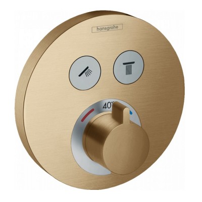 Смеситель для душа hansgrohe ShowerSelect S 15743140 с термостатом, на 2 потока, шлифованная бронза