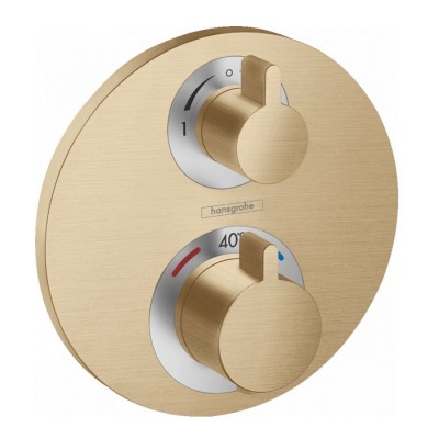 Смеситель для душа hansgrohe Ecostat S 15758140 с термостатом, на 2 потока, шлифованная бронза