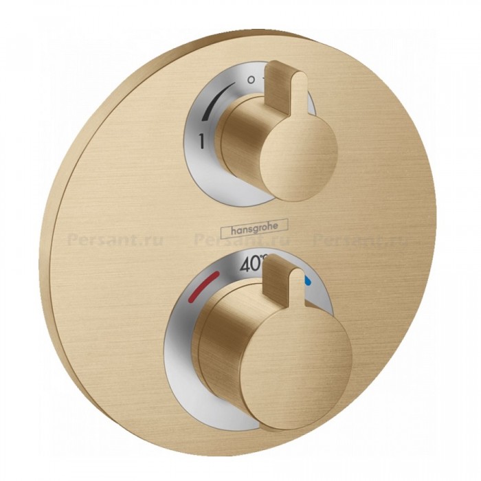 Смеситель для душа hansgrohe Ecostat S 15758140 с термостатом, на 2 потока, шлифованная бронза