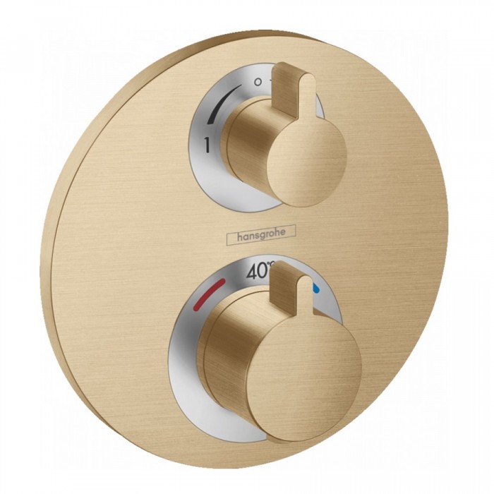 Смеситель для душа hansgrohe Ecostat S 15758140 с термостатом, на 2 потока, шлифованная бронза