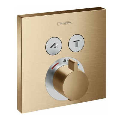 Смеситель для душа hansgrohe ShowerSelect 15763140 с термостатом, на 2 потока, шлифованная бронза