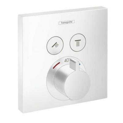 Смеситель для душа hansgrohe ShowerSelect 15763700 с термостатом, на 2 потока, белый матовый
