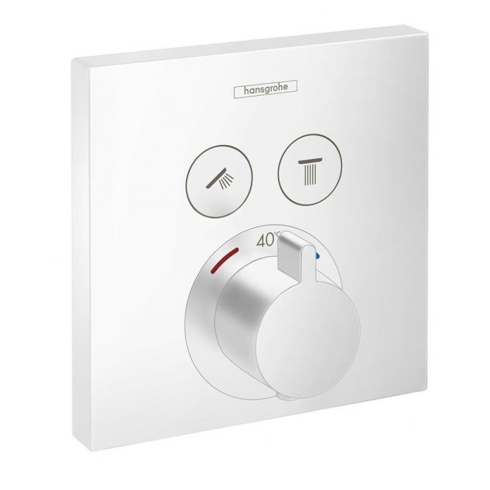Смеситель для душа hansgrohe ShowerSelect 15763700 с термостатом, на 2 потока, белый матовый