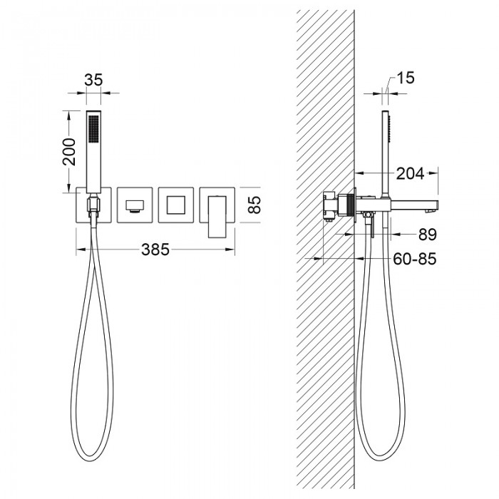 Смеситель для ванны Timo Selene 2014/00YSM встраиваемый, хром