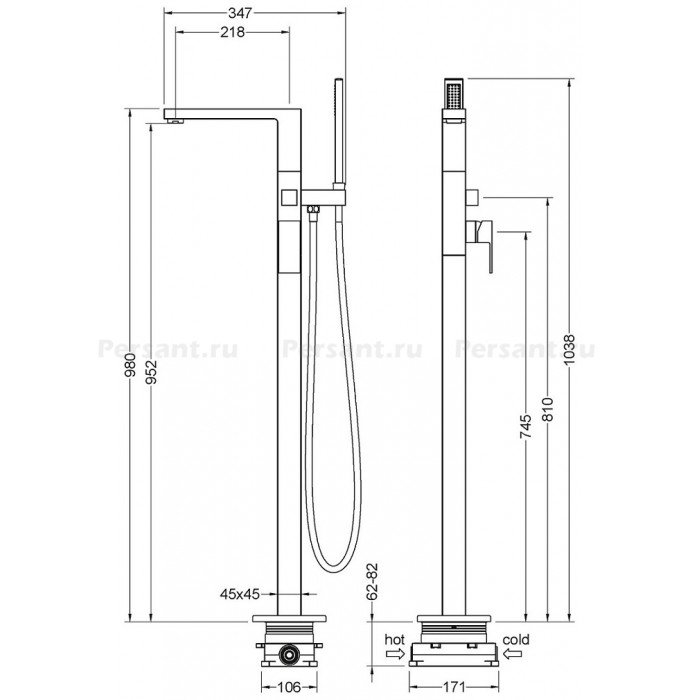 Смеситель для ванны Timo Selene 2210/00Y-CR напольный, хром