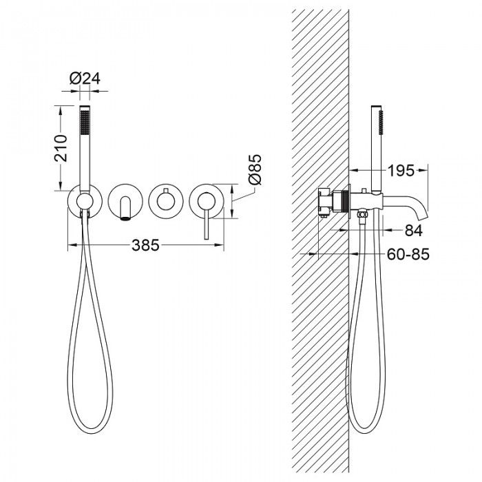 Смеситель для ванны Timo Saona 2314/00YSM встраиваемый, хром