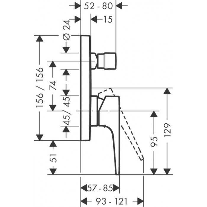 Смеситель для ванны настенный hansgrohe Metropol 32545670 встраиваемый, черный матовый