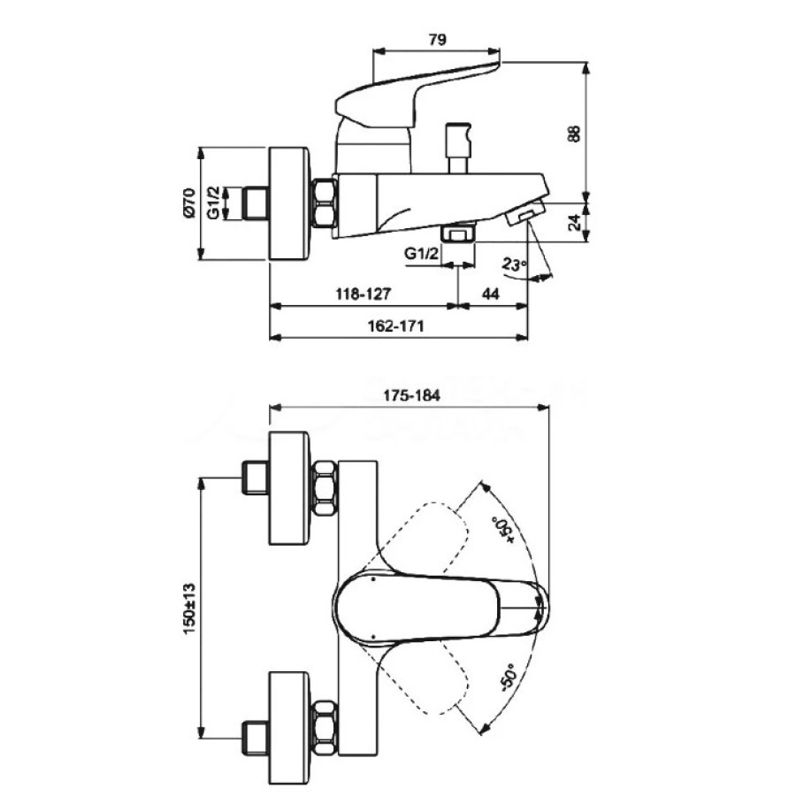 Смеситель для ванны и душа Ideal Standard Ceraflex B1721AA