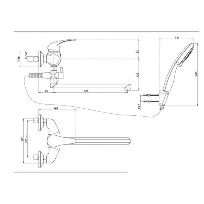 Смеситель для ванны Paini Smile 39CR112P19CAKM хром