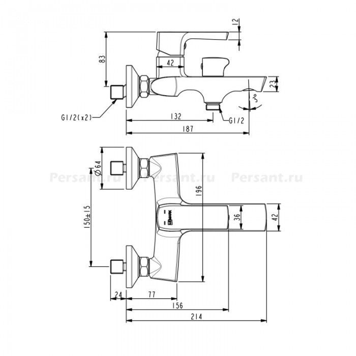 Смеситель для ванны Lemark Ursus LM7214BL