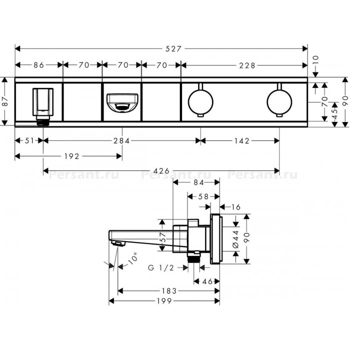 Смеситель для ванны Hansgrohe RainSelect 15359400 встраиваемый, хром/белый