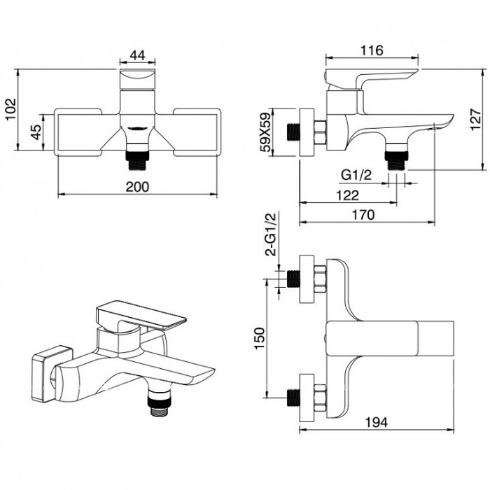 Смеситель для ванны Allen Brau Infinity 5.21006-00 хром
