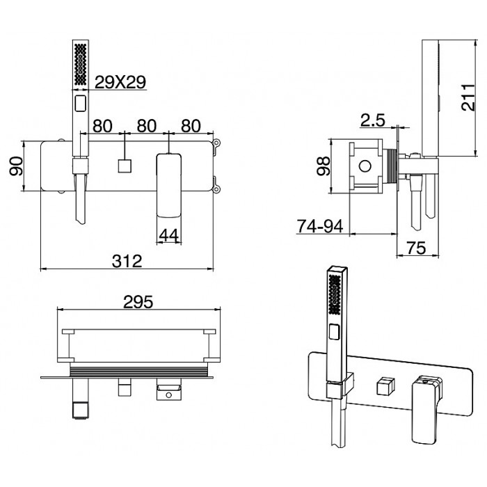 Смеситель для душа Allen Brau Infinity 5.21011-31 встраиваемый, черный матовый