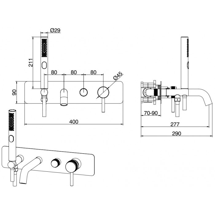 Смеситель для ванны Allen Brau Priority 5.31006-00 встраиваемый, хром