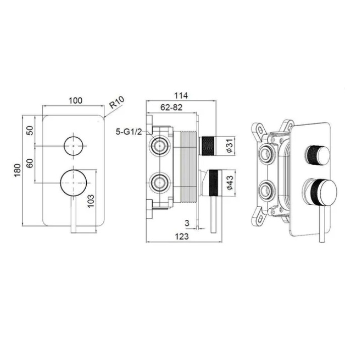 Смеситель для ванны Allen Brau Priority X2 5.31011-00 встраиваемый, хром
