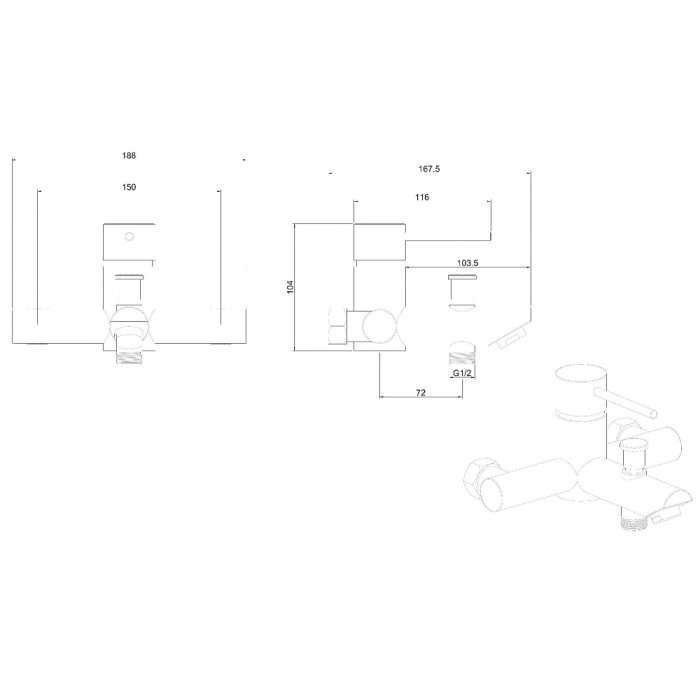 Смеситель для ванны Allen Brau Glotity 5.51003-00 хром