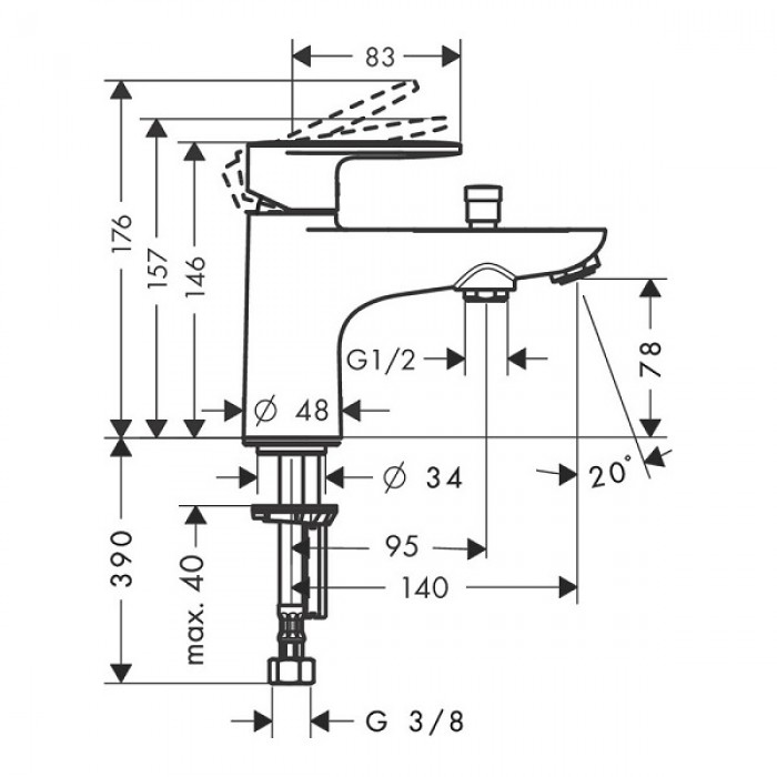Смеситель для ванны hansgrohe Vernis Blend 71446000 Monotrou, хром