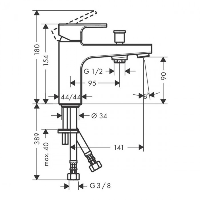 Смеситель для ванны Monotrou hansgrohe Vernis Shape 71464000 хром