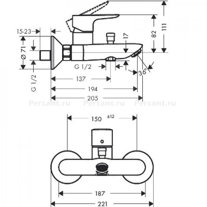 Смеситель для ванны Hansgrohe Talis E 71740000 хром