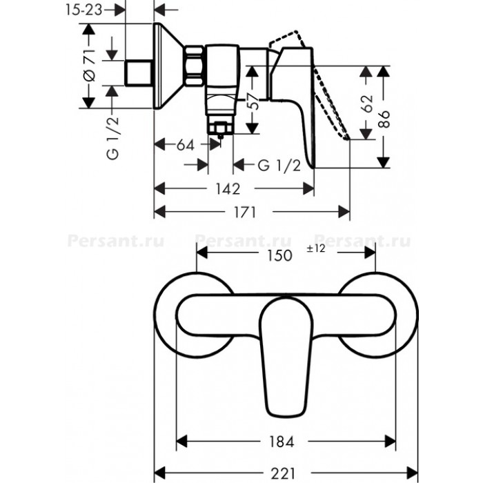 Смеситель для душа hansgrohe Talis E 71760990 полированное золото