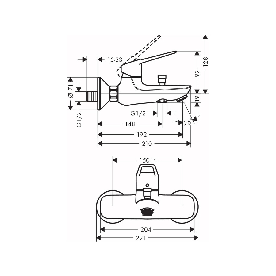 Смеситель для ванны Hansgrohe Novus Loop 71340000