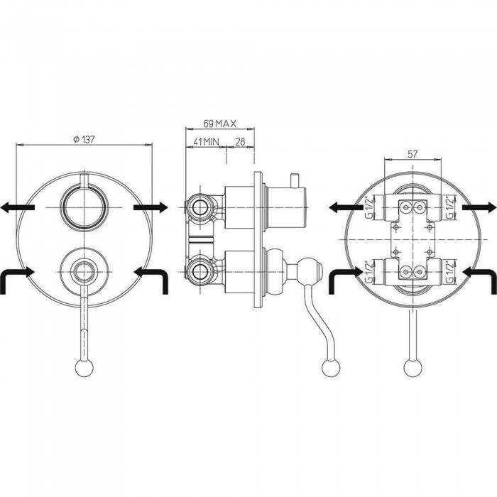 Смеситель для ванны Paini Duomo 88CR6911 встраиваемый, хром