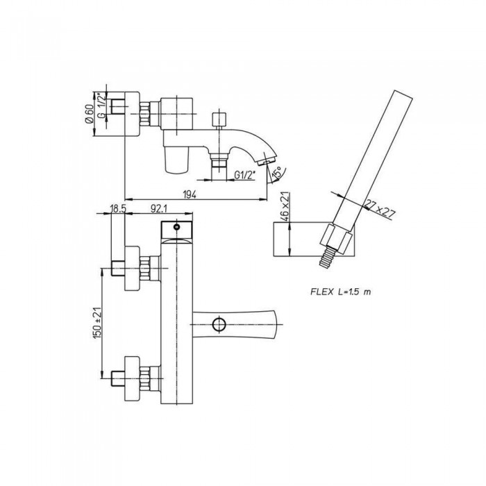 Смеситель для ванны Paini Lady 89YO105KM черный/хром