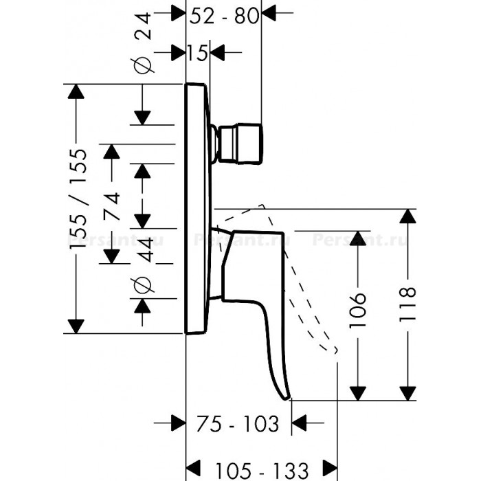 Смеситель для ванны Hansgrohe Metris 31454000 встраиваемый, хром