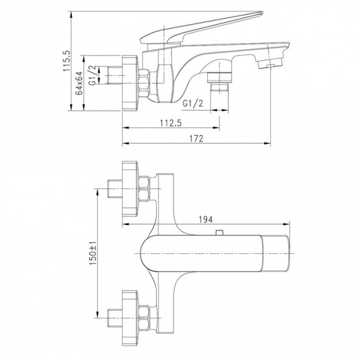 Смеситель для ванны Lemark Allegro LM5914CW с душем